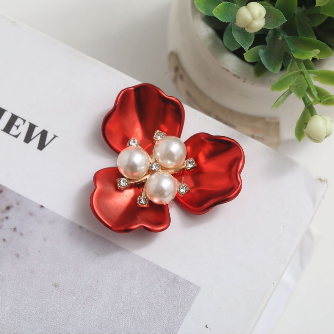 Decorative accessories imitation Shell Pearl hair accessories three pearl flower heart accessories jelly color resin flower plate diy jewelry