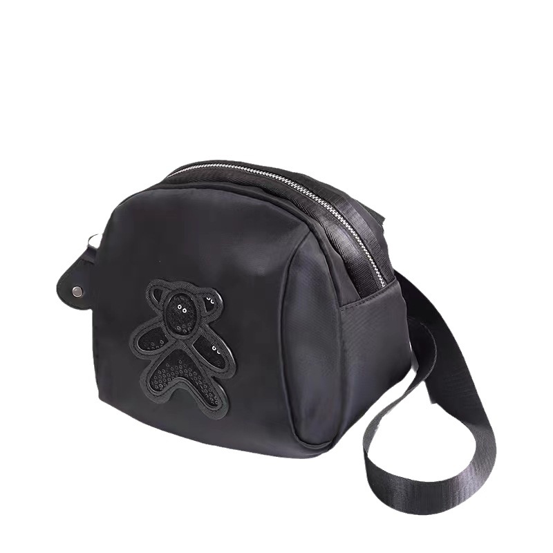 2023 Korean Style New Bear Sequin Shell Bag Oxford Cloth All-match Women's Bag Lightweight Shoulder Crossbody Bag Casual
