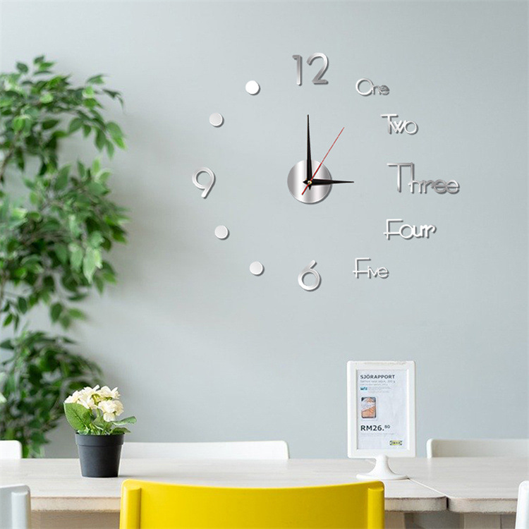 3d wall clock Amazon creative acrylic wall clock diy clock mute wall sticker clock factory supply