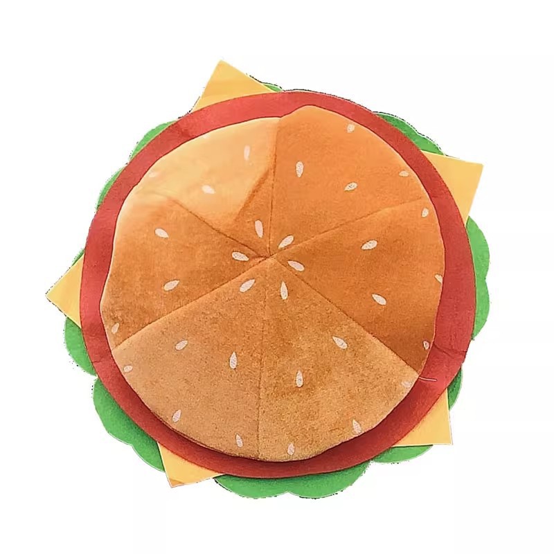 New hamburger hat party funny cute simulation hamburger hat funny beret party