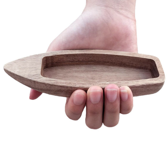 Bonsai pool wooden boat model wooden log toy canoe drainable wooden wood boat
