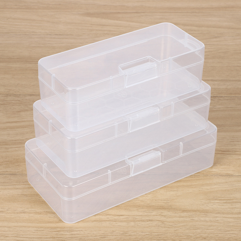 New Transparent Rectangular PP Stationery Parts Tools Plastic Packaging Lock Buckle Empty Box Storage Box Fishing Gear Finishing Box