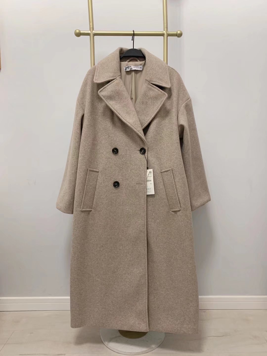 Women's multi-color autumn and winter New lapel double-breasted long thickened woolen overcoat coat 3046293_voghion.com