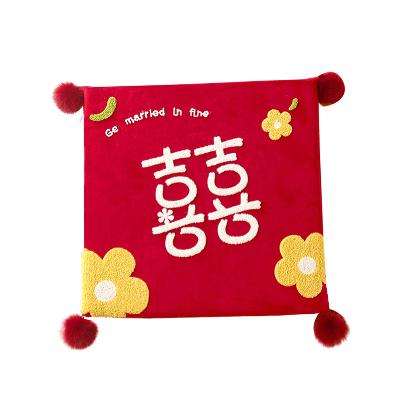 Wedding kneeling mat a pair of tea changing mouth Xi mat cushion blessing mat wedding kowtow red mat wedding supplies