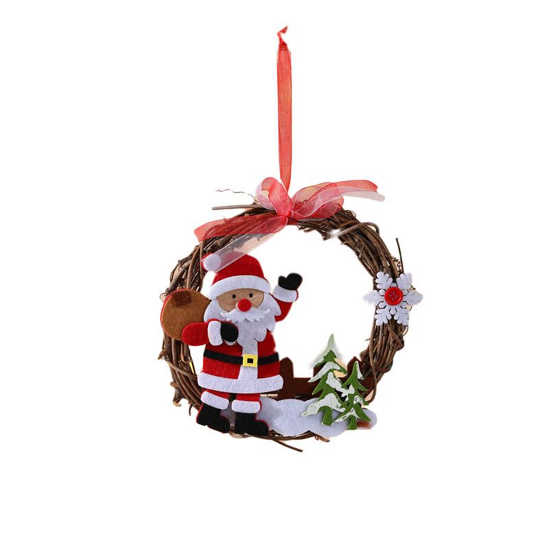 Christmas decorations trumpet wreath Christmas rattan wreath party window decoration small pendant