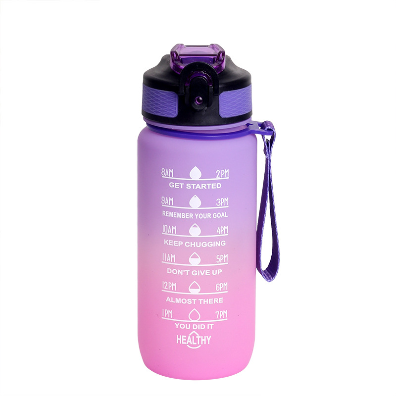 600ml gradient cup water cup with handle elastic lid space cup plastic water cup sports outdoor water cup
