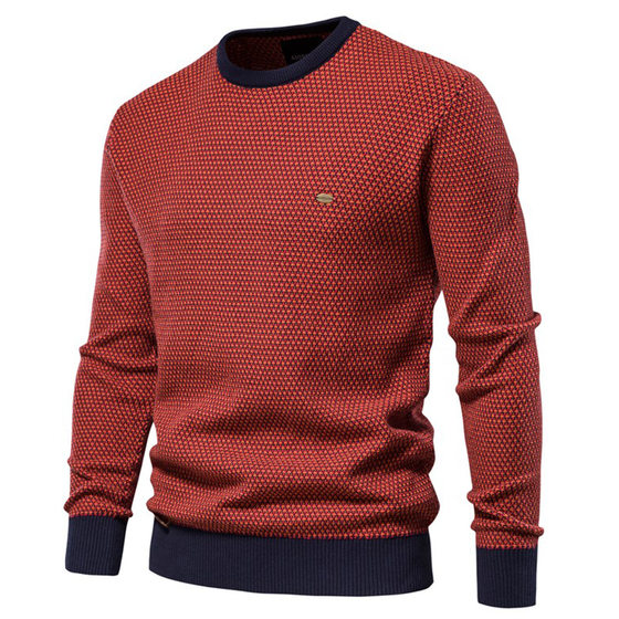 Knitted Top Men's Foreign Trade Base Autumn and Winter Men's Crewneck Men's Personalized Men's Pullover Warm