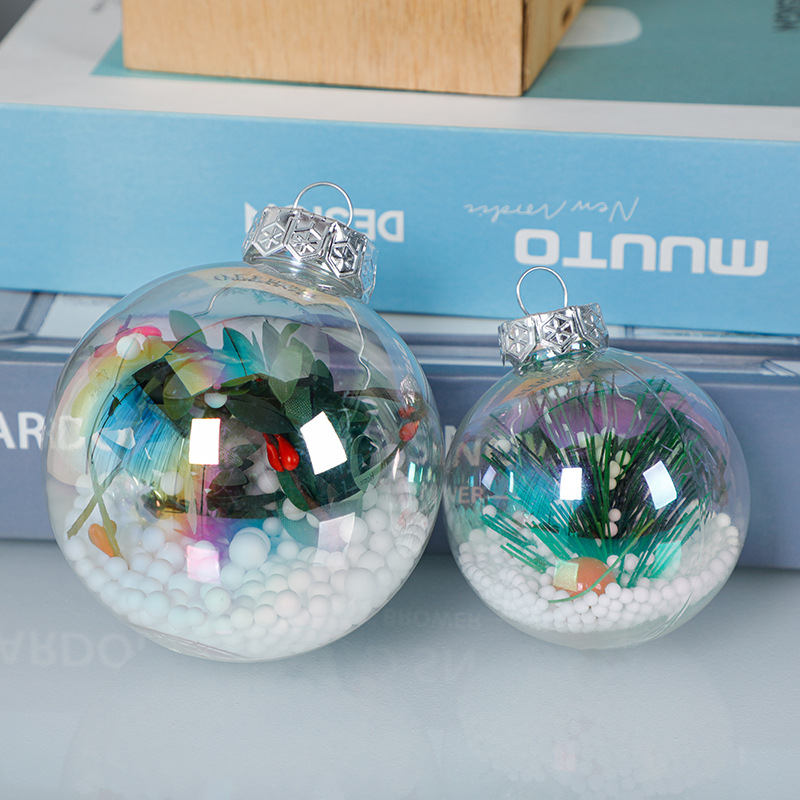 pet plastic colorful Christmas Ball festival decoration ball colorful transparent ball ornaments Christmas decoration factory wholesale