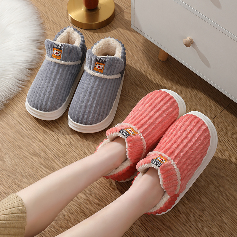 2023 New High-top Couples Cotton Slippers Women's Bag with Winter Outer Wear Velvet Warm Thick Flat Cotton Shoes for Men