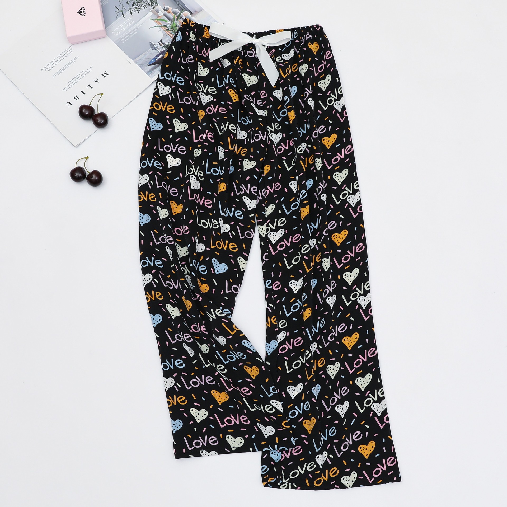 Ice Silk Pajama Pants Women's Summer Thin Loose Large Size Outer Wearing Home Pants New All-Match Not Shrinkable Wide-Leg Pants