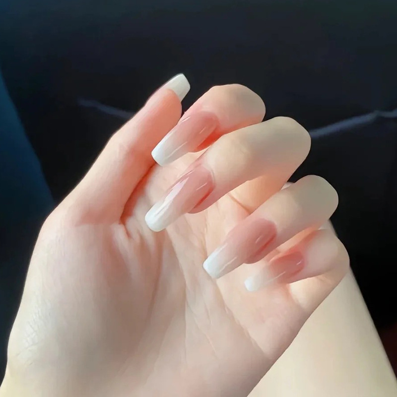 Wear nail nail patch finished wholesale long ballet nail powder tender simple gradient nail fake nail 24 pieces