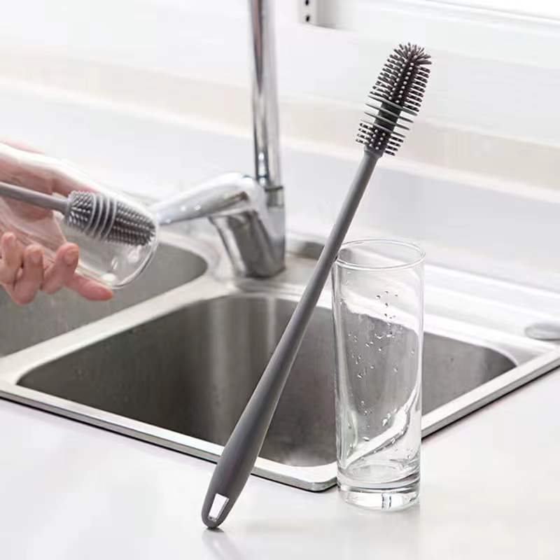 Wash Cup Artifact Rotating No Dead Angle Cup Brush Milk Bottle Brush Special Long Handle Gap Tea Stain Cleaning Silicone Brush