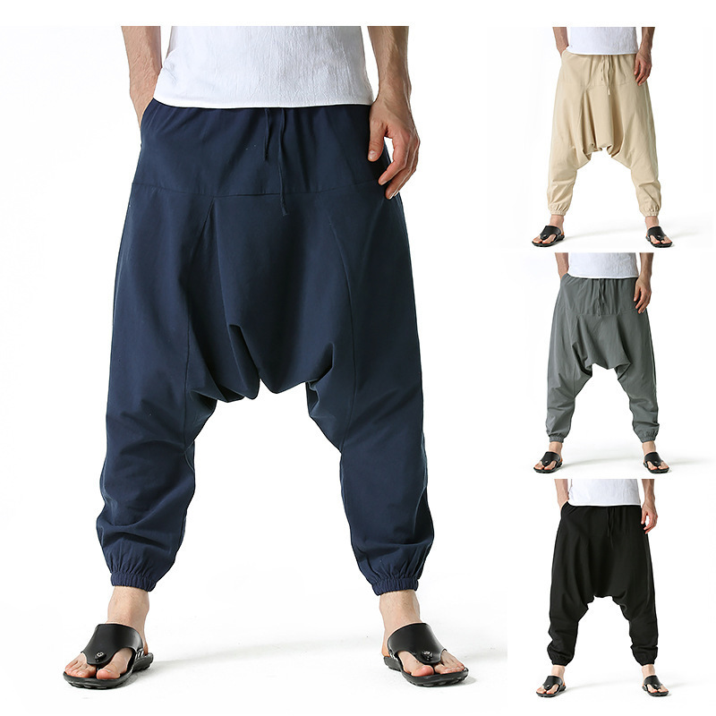 Amazon 2024 New Foreign Trade Men's Japanese Loose Peggy Pants Large Size Casual Sports Leg Trousers for Men