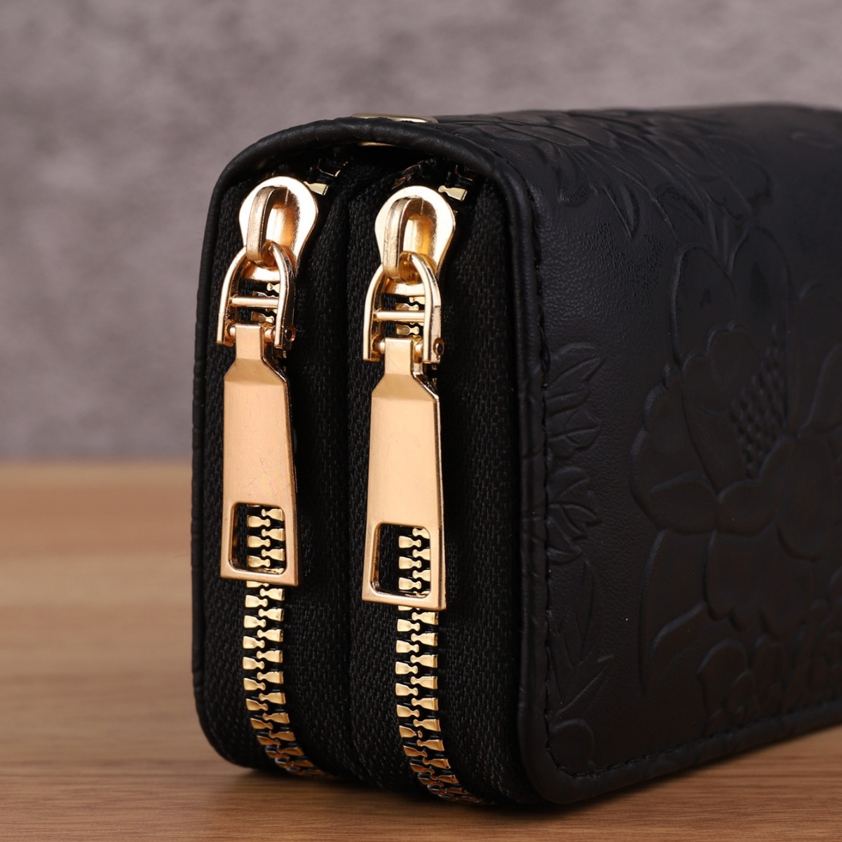 New PU leather printed organ card holder women's coin purse zipper card holder card holder large capacity multi-card holder