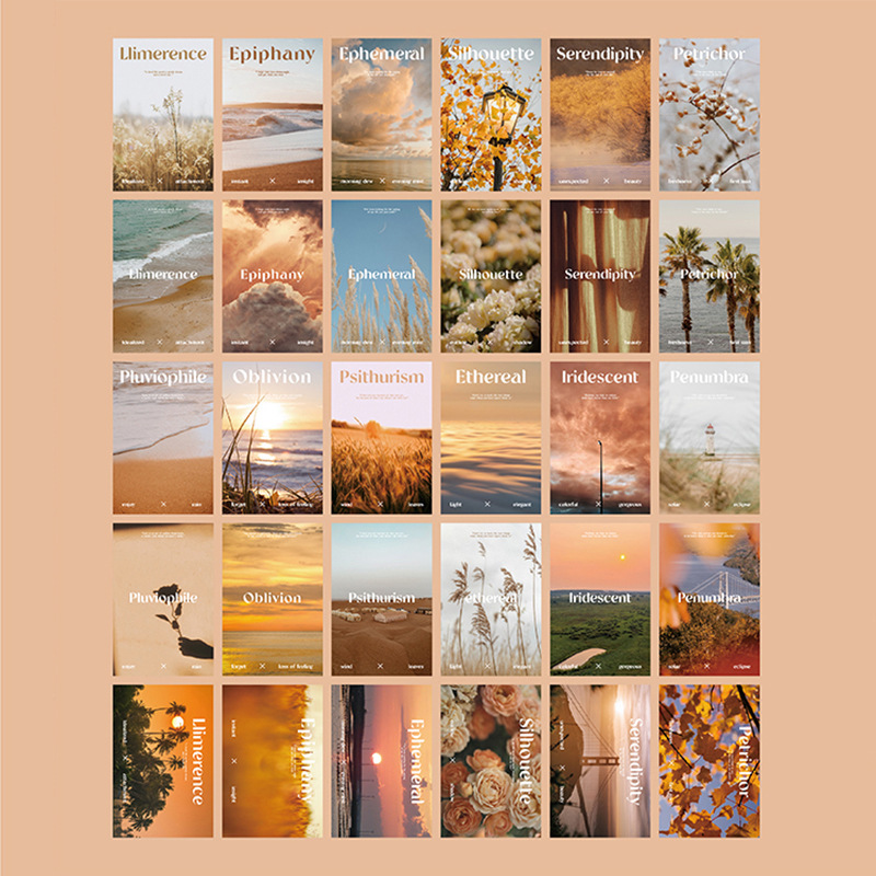 30 Nordic Postcards ins Dormitory Decoration Wall Stickers Cards White Cardboard Scenery Stitching Painting Jewelry Box Photos
