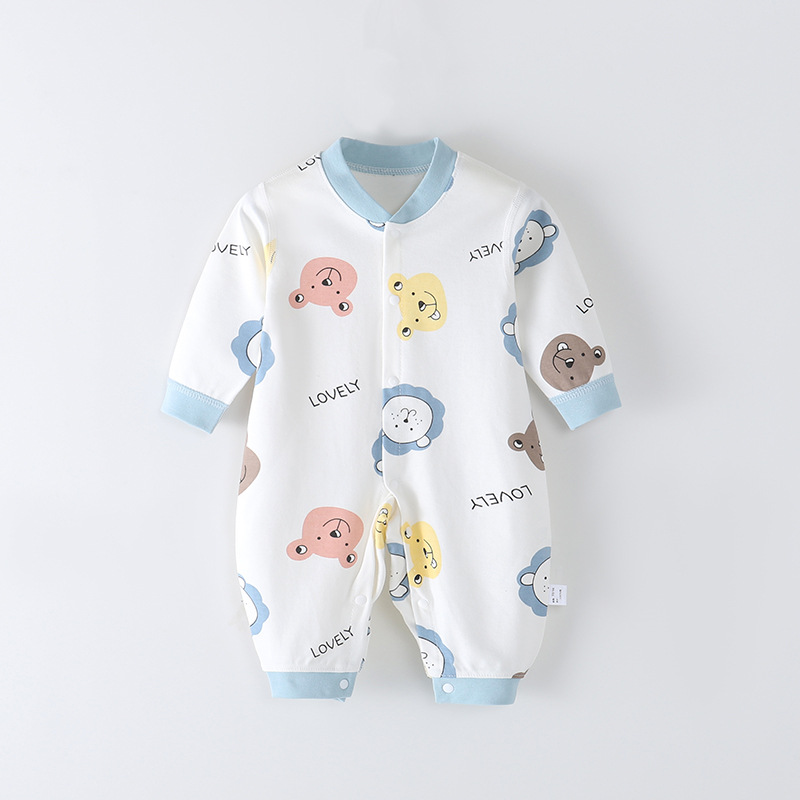 Baby's Boneless Jumpsuit Spring and Autumn Newborn Baby's Long-sleeved Harper Climbing Wear Combed Cotton Printed Newborn Clothes