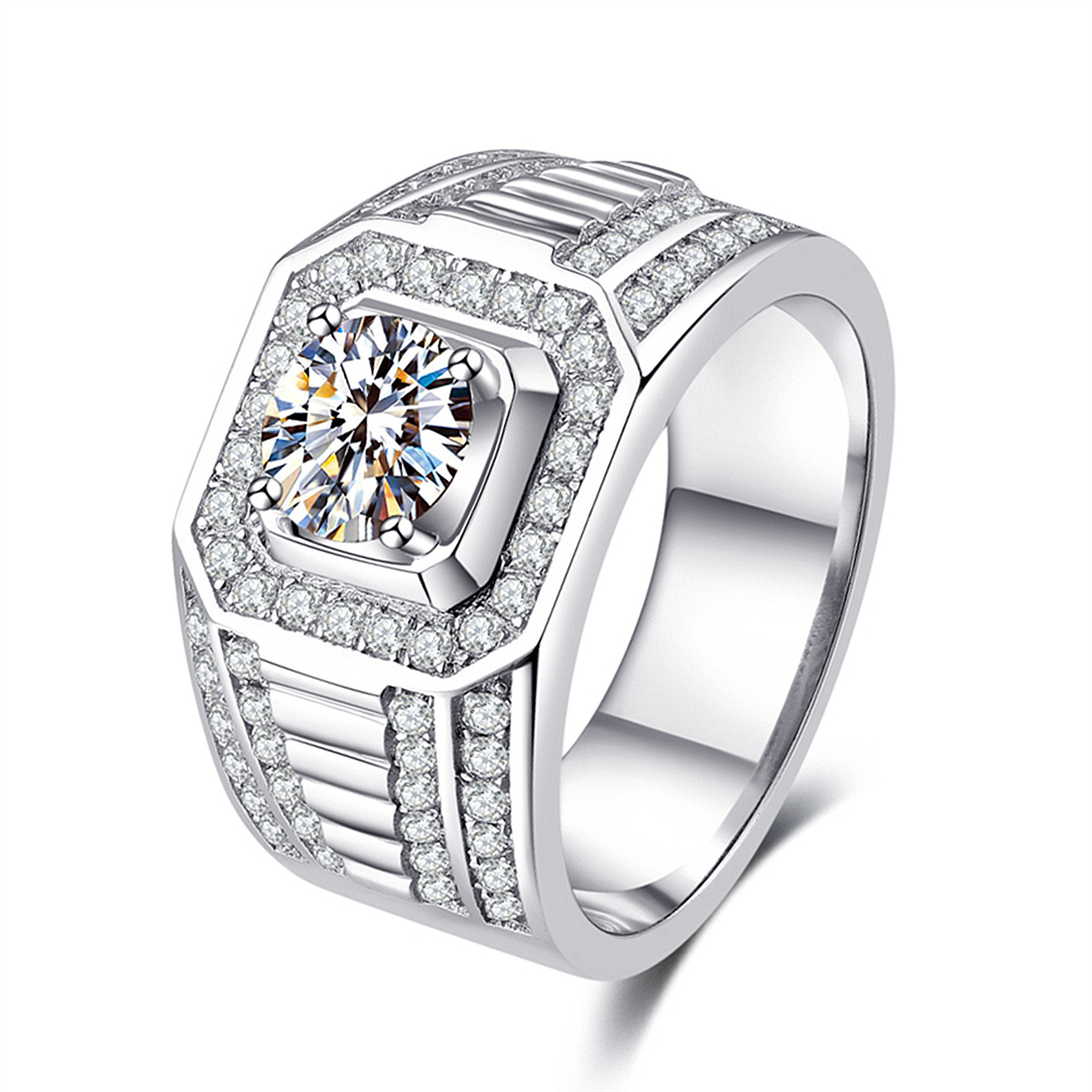 SOURCE Factory wholesale moissanite open mouth men's ring domineering men's open adjustable ring wedding ring TikTok delivery