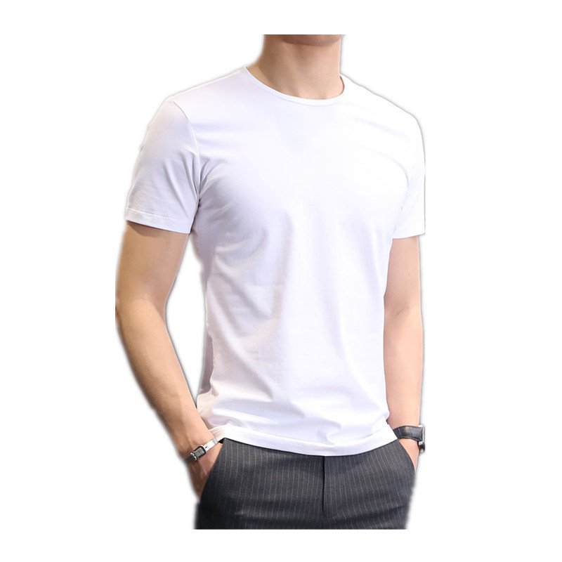 Factory direct supply White T-shirt men's short sleeve Korean slim round neck T-shirt trendy casual solid color men's base shirt