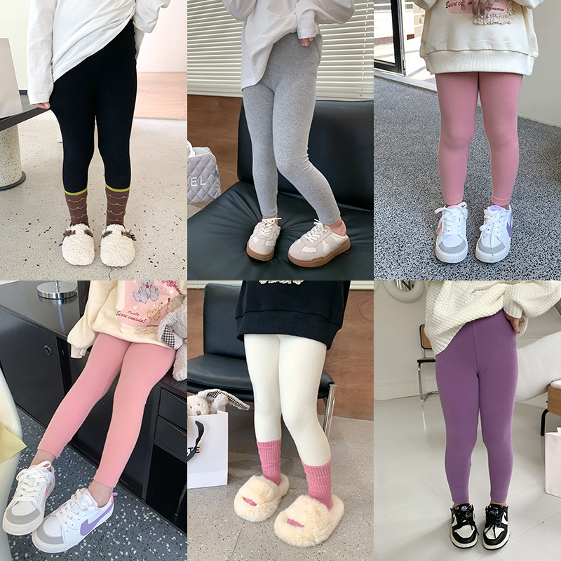 Children's Wear Girls' Soft High-Elastic Slim-Fit Small-Leggings Children's Wool Rack Cotton Slim-Fit Outer Wear Leggings