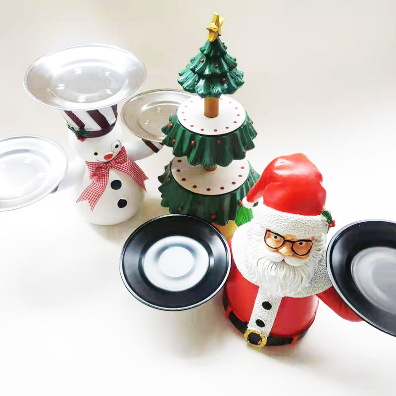 越境新品クリスマス雪だるま果物皿棚サンタクローストレークリスマス三段おやつ棚プレゼント|undefined