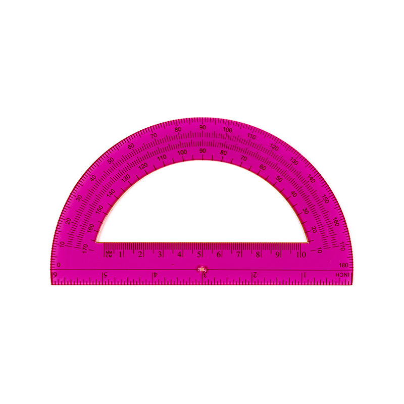 Factory Direct supply large semicircle 180 degrees color transparent protractor 15. 5cm angle ruler drawing stationery suit