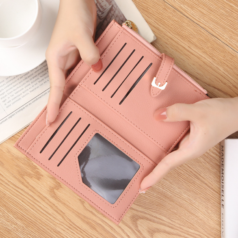 Factory Direct Wallet Women's Korean-style Large Capacity Mid-length Clutch Bag All-match Simple Zipper Buckle Card Bag