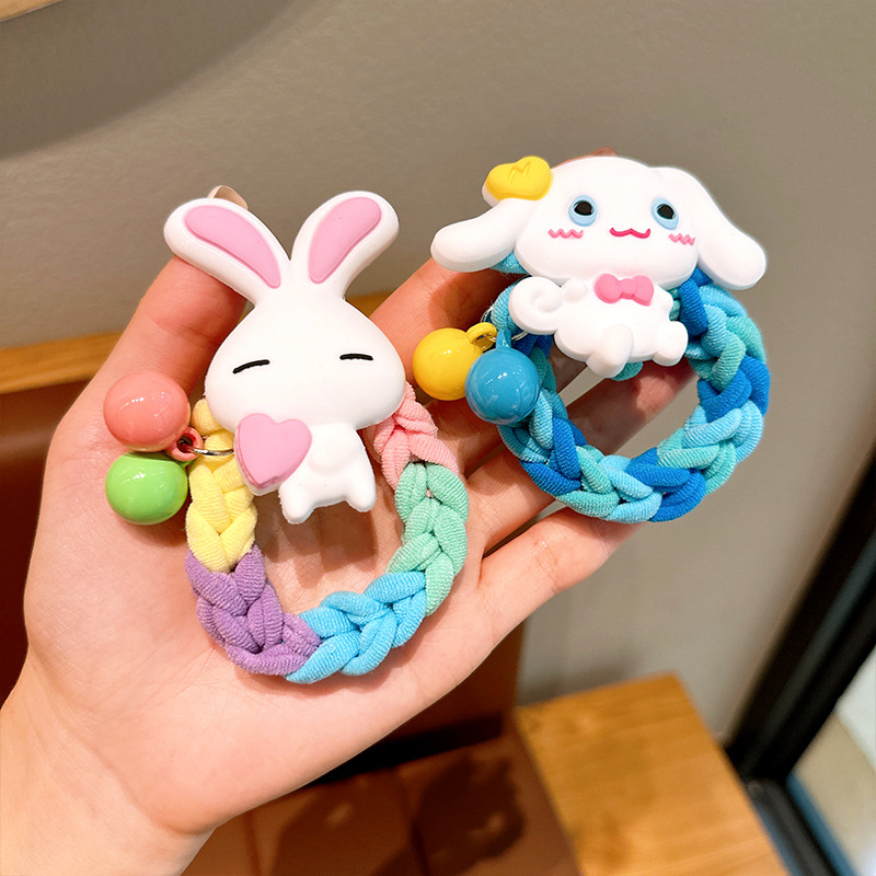 Cute children's diy handmade gift woven rubber band hair rope strawberry bear couple bracelet hair ring color leather cover female