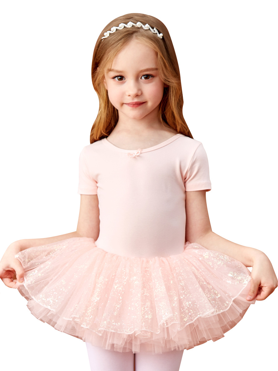 Children's Dance Clothes Women's Summer Short-sleeved Practice Clothes Girls' Chinese Dance Ballet Skirt Children's Dancing Puffy Veil Skirt