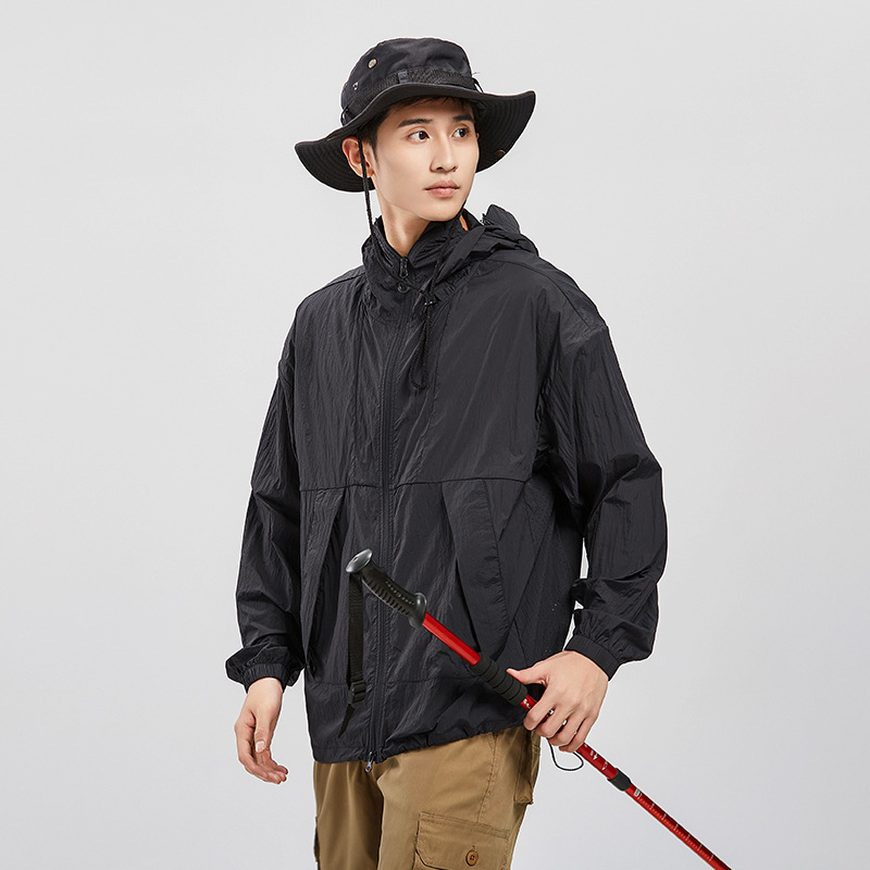 Summer Sun Protection Clothing Men's Cardigan Hat Lightweight Jacket Outdoor Sun Protection Clothing UPF50 UV Protection Skin Clothing Women