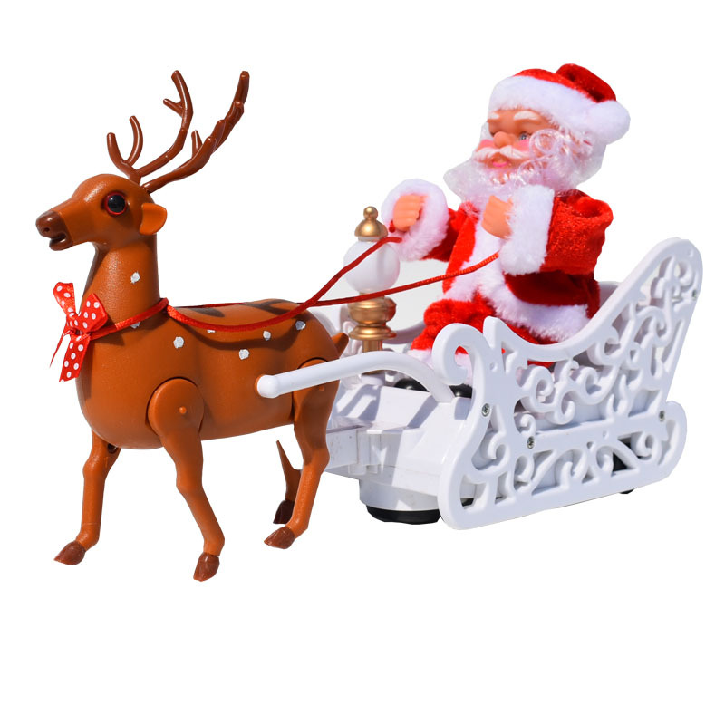 Deer pull car music Electric Santa Claus children's toy Christmas gift desktop Christmas decoration Christmas decoration