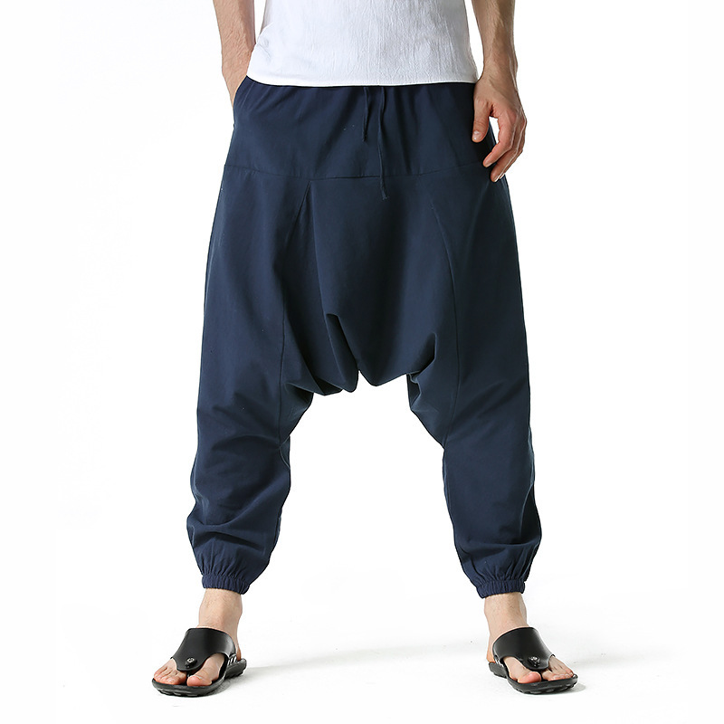 Amazon 2024 New Foreign Trade Men's Japanese Loose Peggy Pants Large Size Casual Sports Leg Trousers for Men