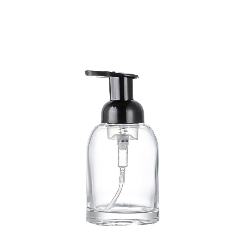 Crystal white foam pump hand sanitizer bottle press type foaming bottle glass soap bottle mousse lotion bottle wholesale