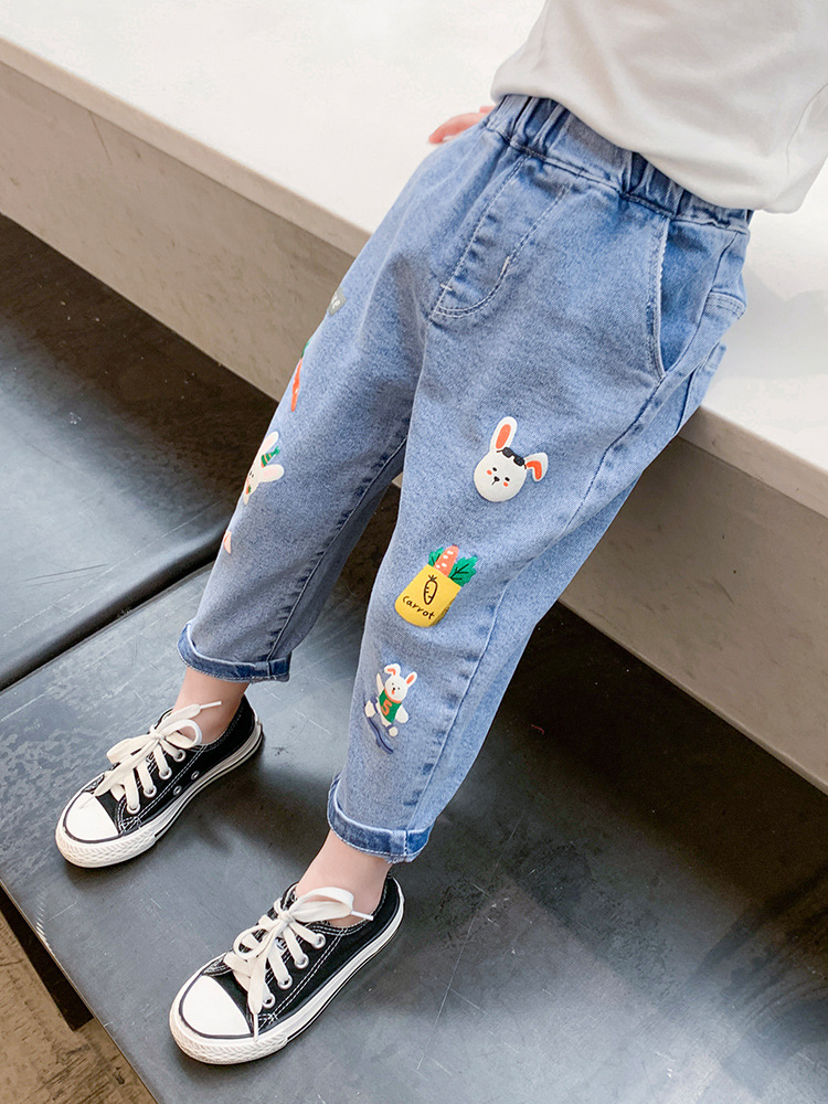 Girls' Pants Spring and Autumn Western Style 2024 New Fashion Small and Medium-sized Children's Pants Baby Children's Spring Jeans