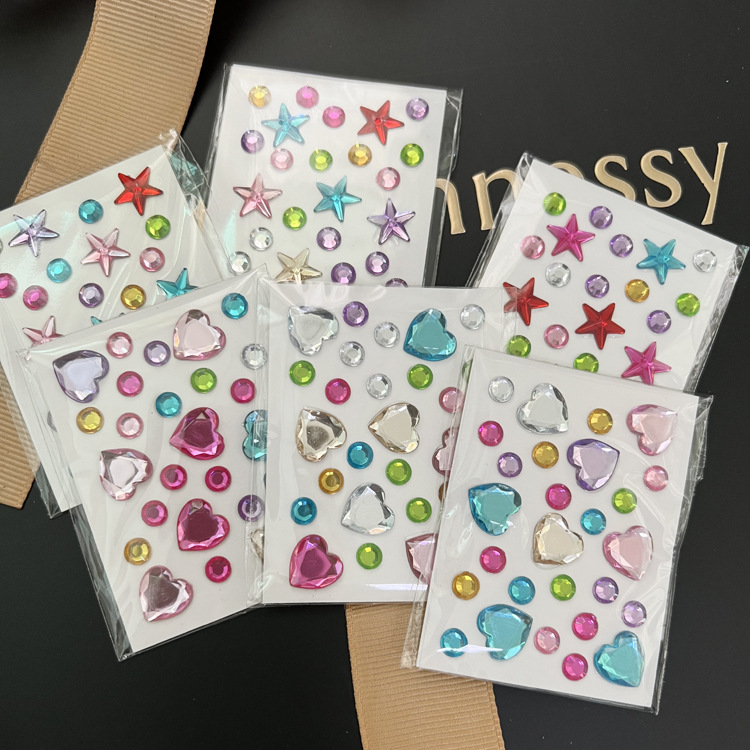 Cross-border Colorful DIY Diamond Sticker Accessories Acrylic Diamond Sticker Mini Star Love Gem Sticker