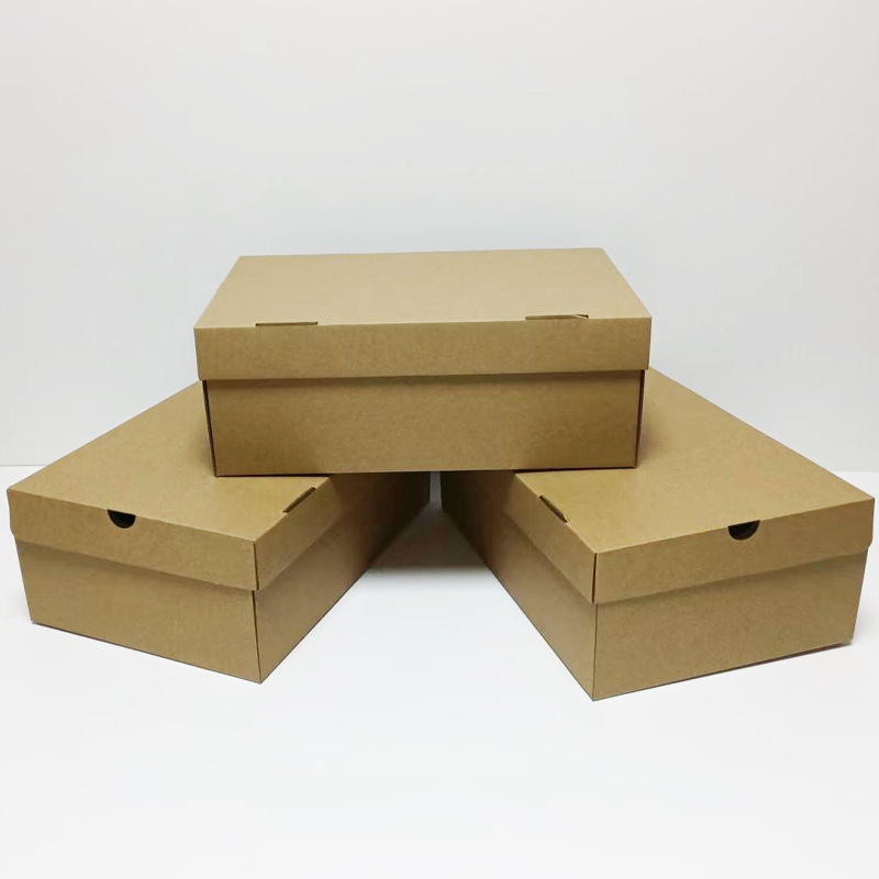 White kraft paper flip shoe box paper box sneaker storage packaging box carton in stock wholesale printable LOGO