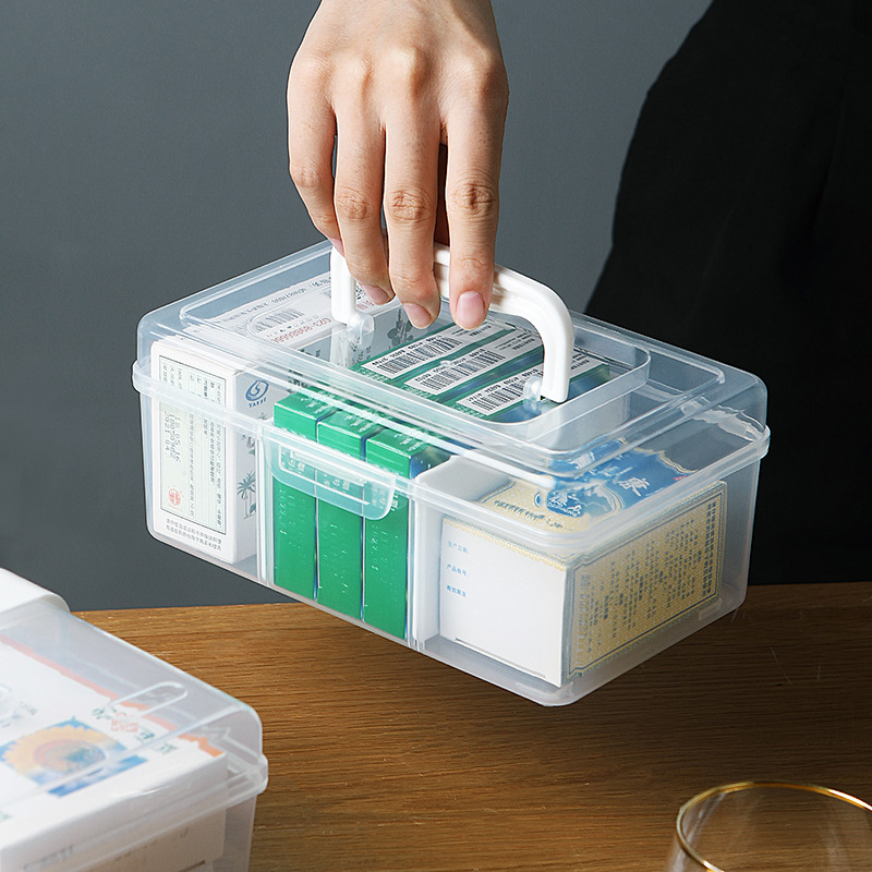 Small Medicine Box Dormitory Drug Emergency Storage Box Household Medicine Box Household Portable Transparent Baby Medicine Box