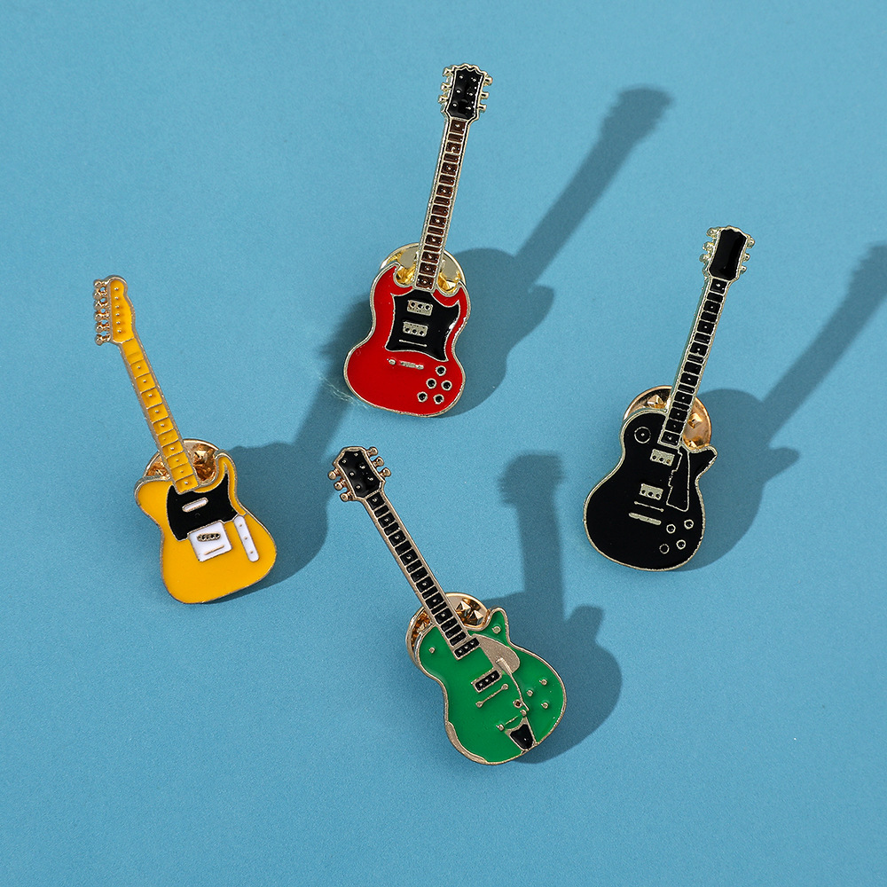 Personalized Creative Guitar Metal Badge Electric Guitar Retro Fashion Musical Instrument Brooch Student Bag Decorative Pin Tide