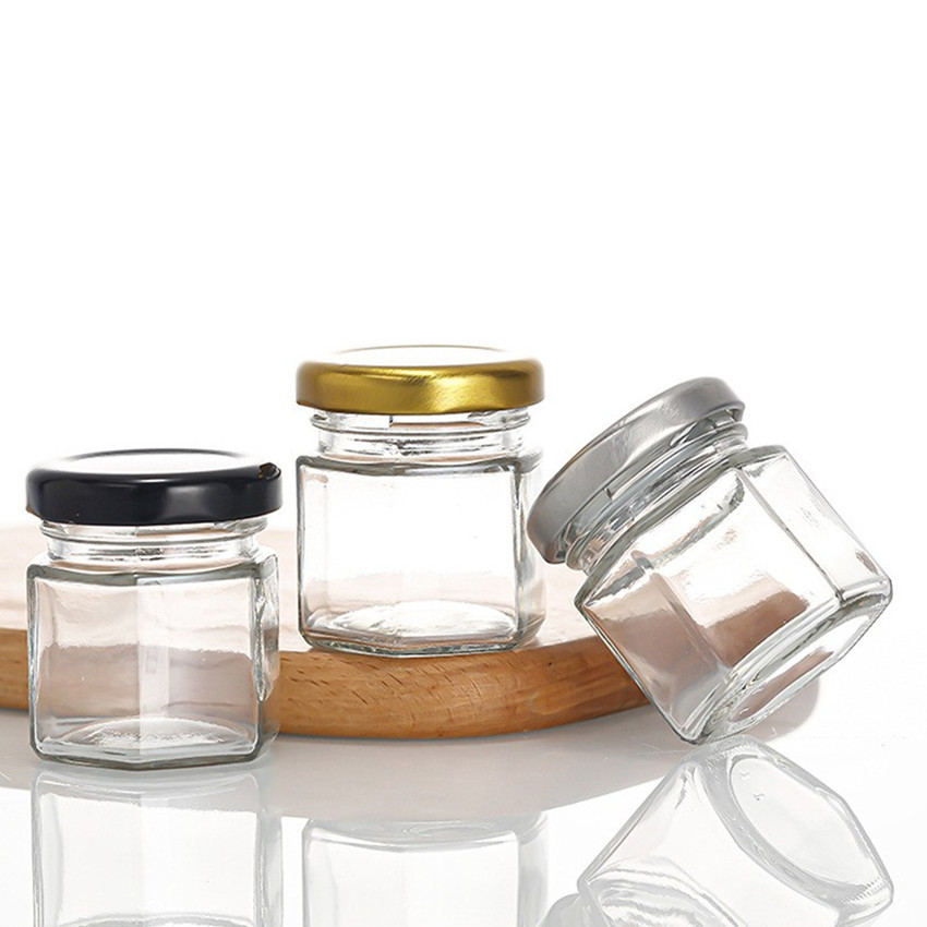 Factory direct 45 six-sided glass bottle honey bottle jam bottle Pickles canned Mini small 25 honey bottles