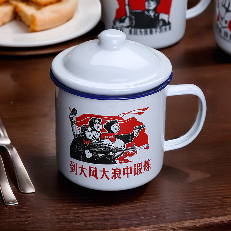 Wholesale vintage classic nostalgic enamel cup creative retro quotations enamel cup gift enamel cup advertising Cup