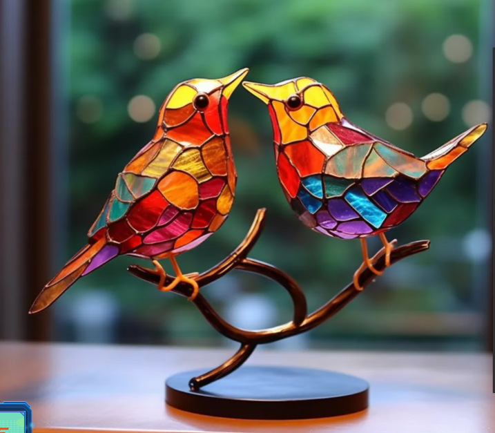 [Spot supply] 2023 new flowers bird ornaments home decoration metal creative color crafts