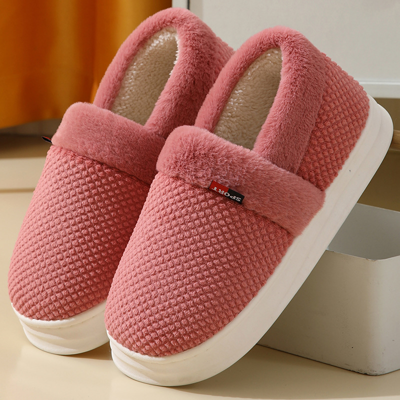 New in stock PU Cotton Slippers Men's plus size Home Indoor Thickened Warm Non-slip Casual All-match Slippers for Men