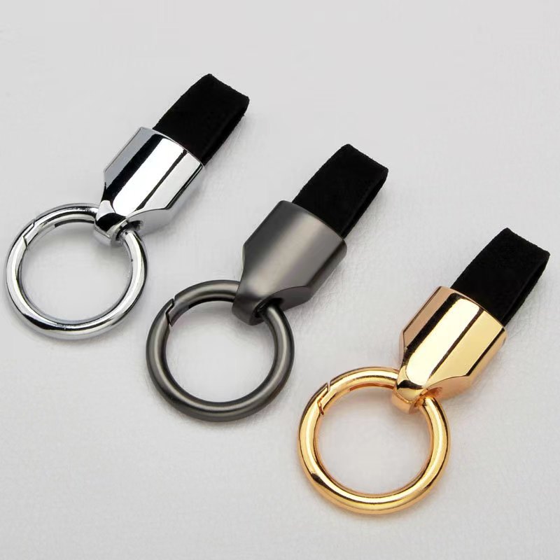 Internet celebrity frosted cowhide car keychain simple light luxury couple waist hanging leather key chain female anti-lost small pendant