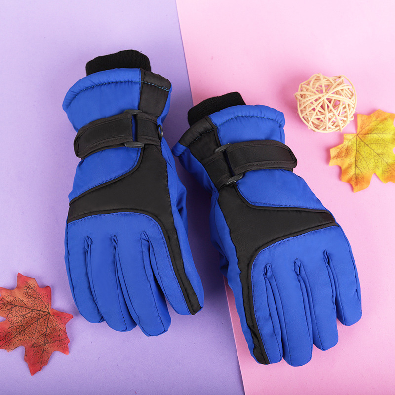Children aged 4-12 thickened cotton cold-proof waterproof windproof non-slip warm skiing snow-playing cotton children's gloves winter