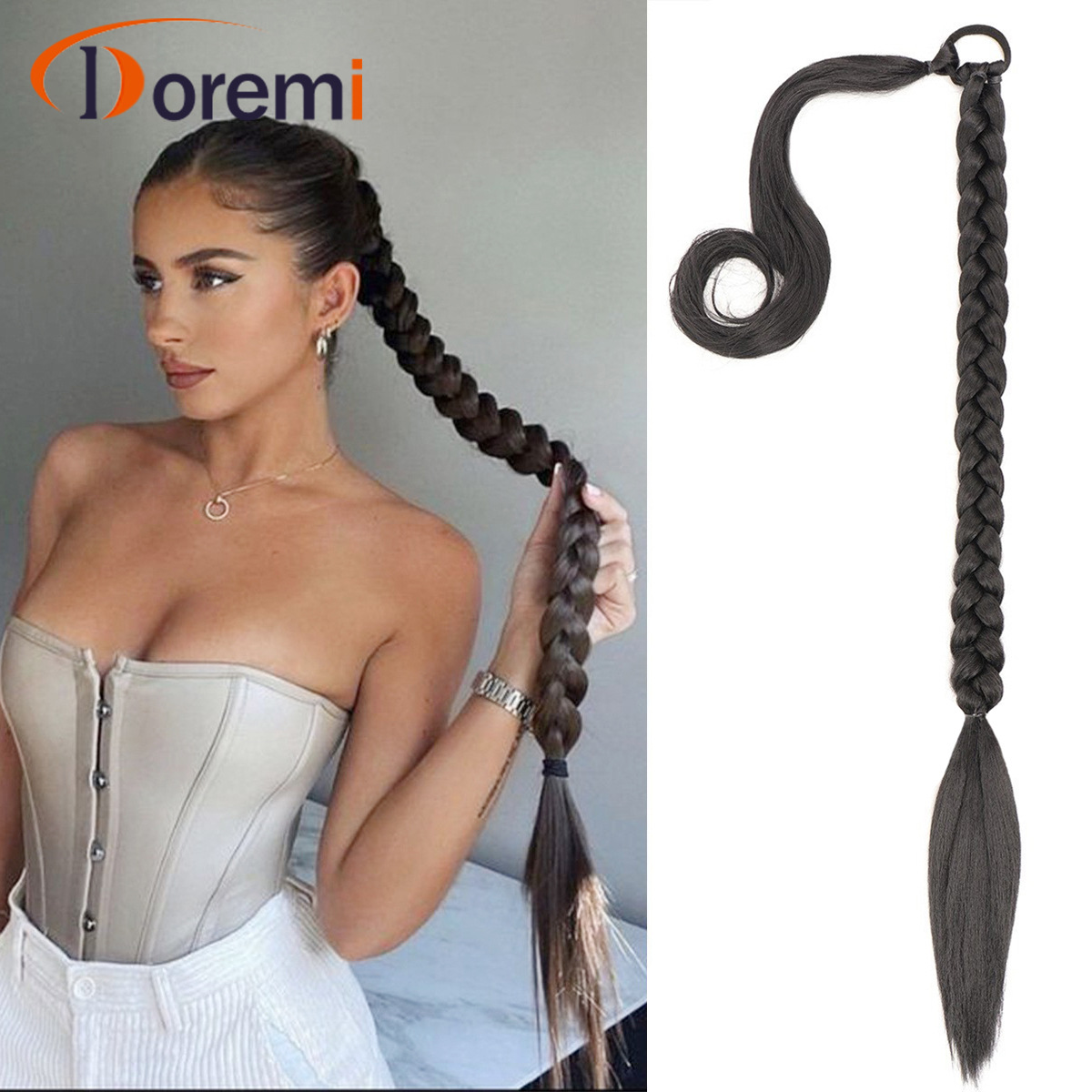 Cross-border European and American wig ponytail Ponytail can be woven braided straight hair distributed winding style various shapes