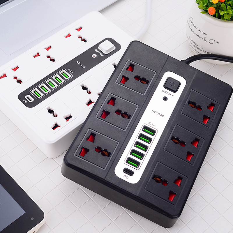 Foreign trade wholesale smart perforated USB household drag plate British gauge multi-function long-term wiring board plug PD hole