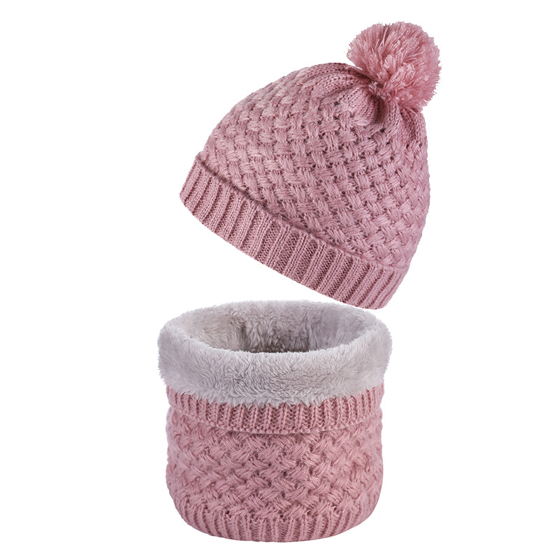 Unisex salli mood talvine samet kootud mütsikomplekt karusnahast pallimütsi soe ühevärviline kaelakomplekt _voghion.com