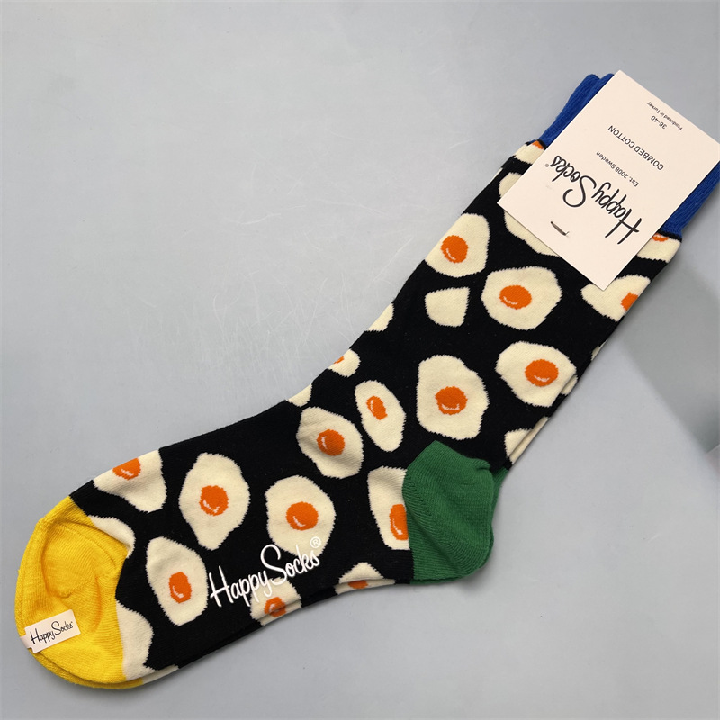 HappySocks彩色襪子女春秋ins潮網紅款水果系列中筒外穿街頭潮襪