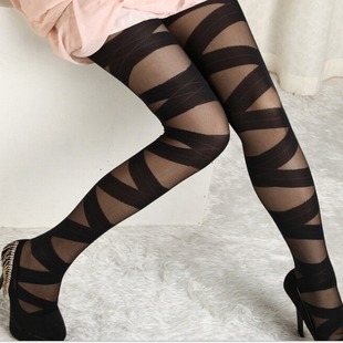 AliExpress cross binding stockings European and American personality strap pantyhose women's foreign trade twill pantyhose