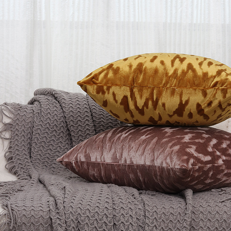 Nordic Simple Wave Pattern Solid Color Velvet Cut Flower Pillow Case Amazon Cross-border Velvet Dark Pattern Cushion Cover