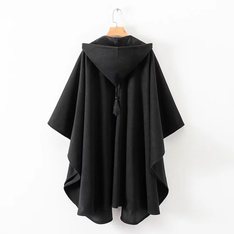 Dunklen stil Europäischen und Amerikanischen herbst und winter mit kapuze langen umhang mantel mode lässig frauen kleidung 22 neue lose wolle schal_voghion.com